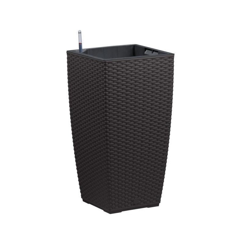 PoeTIC - Bac Casa Mesh carré haut 3058 granite - L 29,9 x l 29,9 x h 57,4 cm 12L - avec réserve d'eau