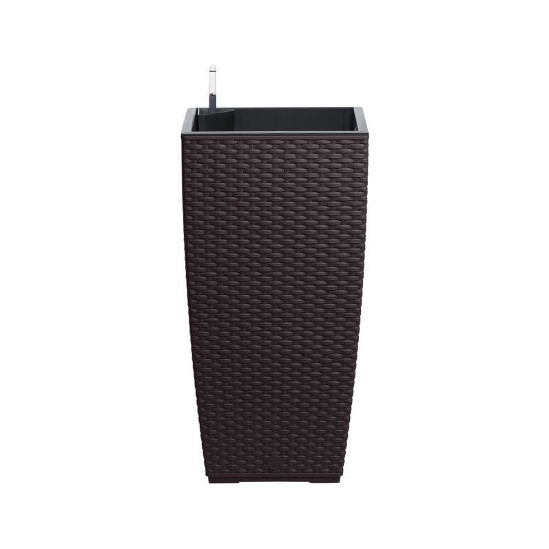 PoeTIC - Bac Pot de fleur Casa Mesh carré haut 3058 moka - L 29,9 x l 29,9 x h 57,4 cm 12L - avec réserve d'eau