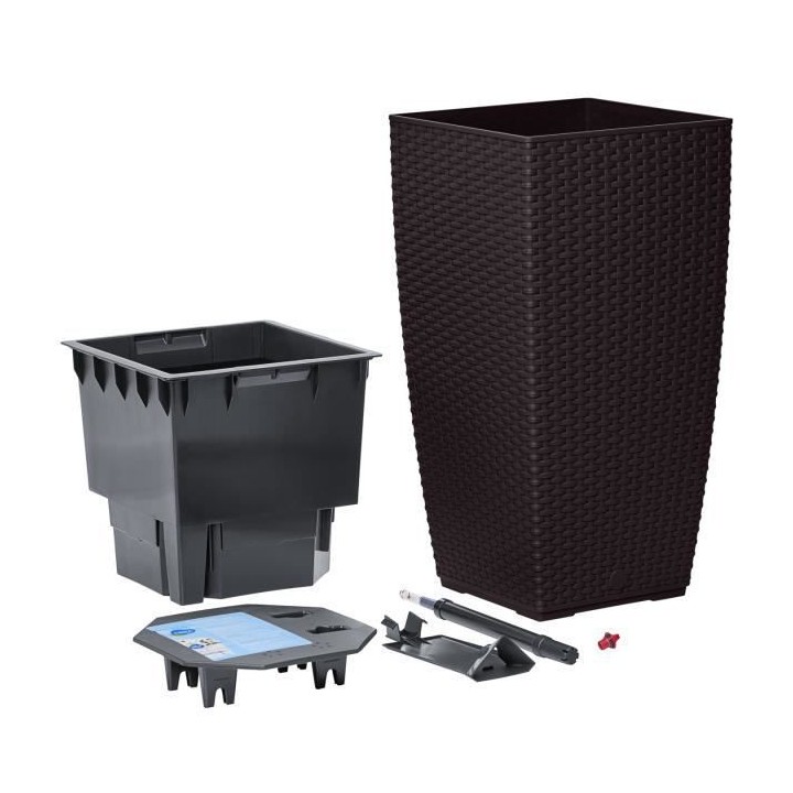 PoeTIC - Bac Pot de fleur Casa Mesh carré haut 3058 moka - L 29,9 x l