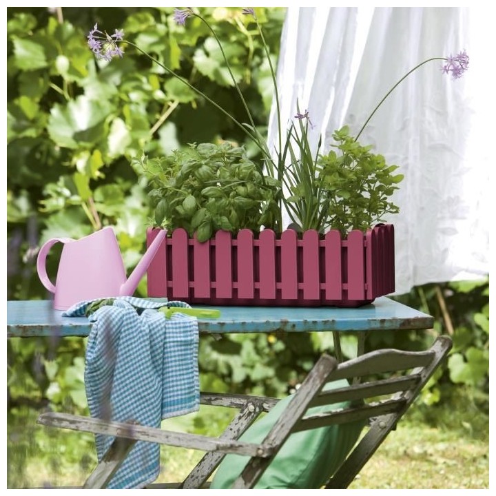 PoeTIC - Jardiniere Landhaus 50 framboise avec réserve d'eau - 46,6x1