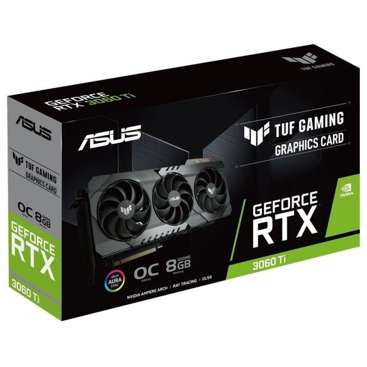 Carte Graphique - ASUS - RTX 3060 Ti - 8Go - V2 - GDDR6 - PCIe 4.0 - 3