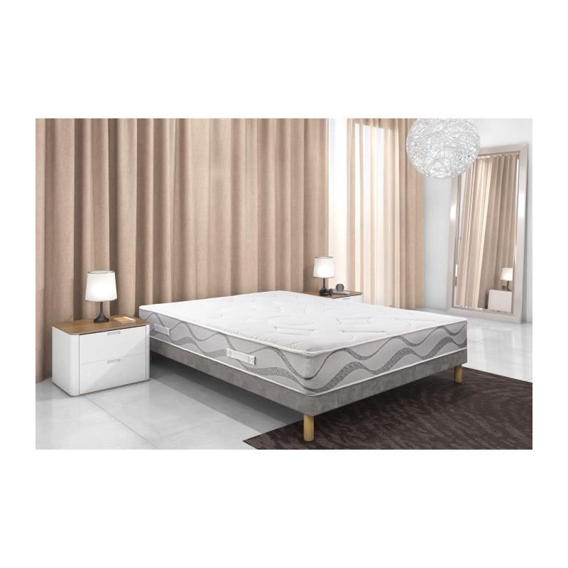 EXELLENCE COLLECTION Essentiel Ensemble matelas + sommier 160 cm - 720 Ressorts - 30 cm - 9 Zones - 3 cm mousse HD 35kg - Ferme