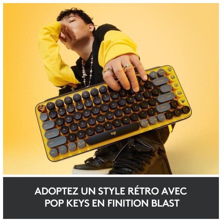 Clavier Sans Fil Logitech - POP Keys Mécanique avec Touches Emoji Per