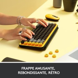 Clavier Sans Fil Logitech - POP Keys Mécanique avec Touches Emoji Personnalisables, Bluetooth ou USB, Design Compact Durable -