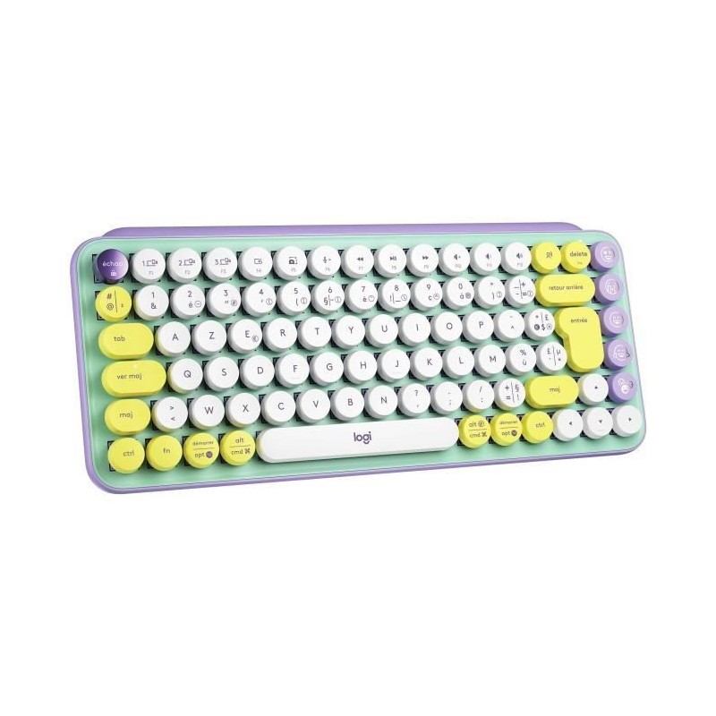 Clavier Sans Fil Logitech POP Keys Mécanique avec Touches Emoji Personnalisables, Bluetooth ou USB, Design Compact Durable - Me