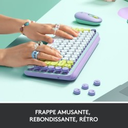 Clavier Sans Fil Logitech POP Keys Mécanique avec Touches Emoji Personnalisables, Bluetooth ou USB, Design Compact Durable - Me