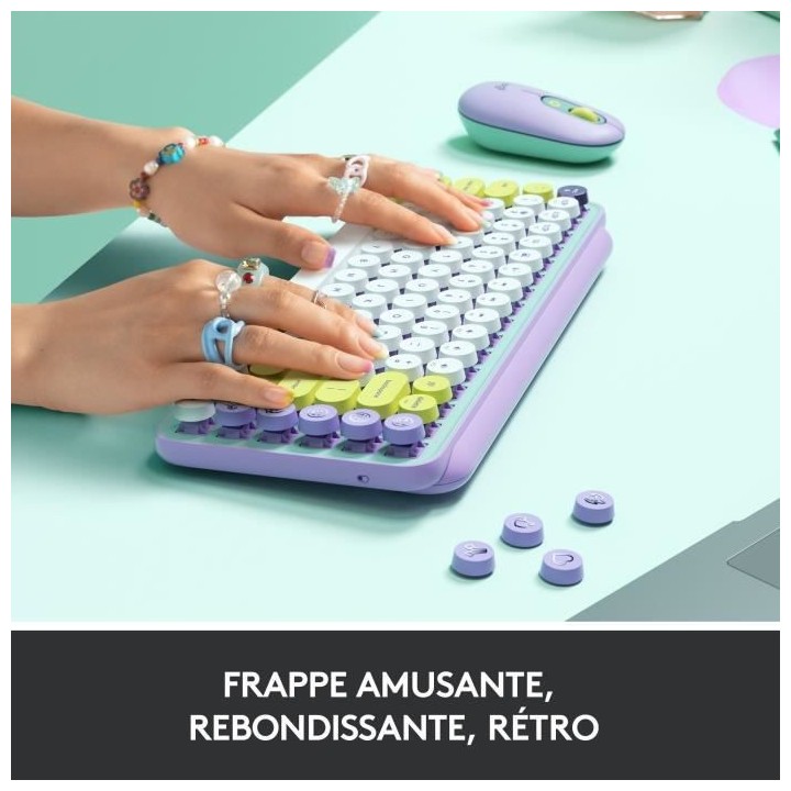 Clavier Sans Fil Logitech POP Keys Mécanique avec Touches Emoji Perso