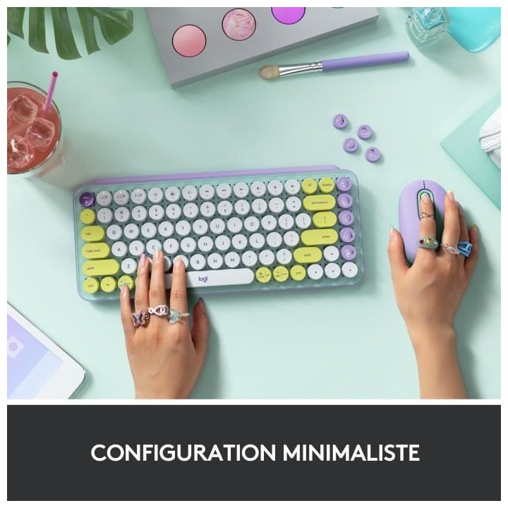 Clavier Sans Fil Logitech POP Keys Mécanique avec Touches Emoji Perso