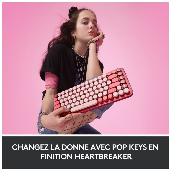 Clavier Sans Fil Logitech POP Keys Mécanique avec Touches Emoji Perso