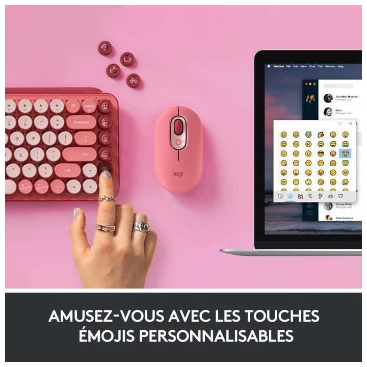 Clavier Sans Fil Logitech POP Keys Mécanique avec Touches Emoji Perso