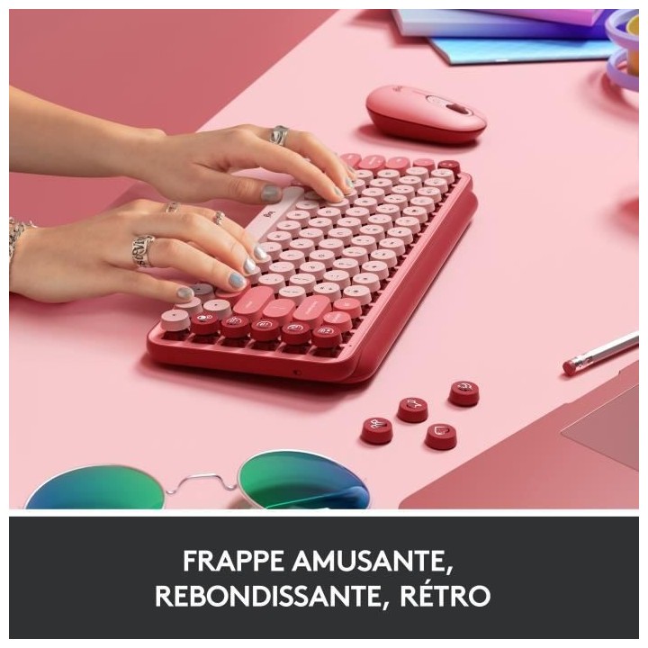 Clavier Sans Fil Logitech POP Keys Mécanique avec Touches Emoji Perso