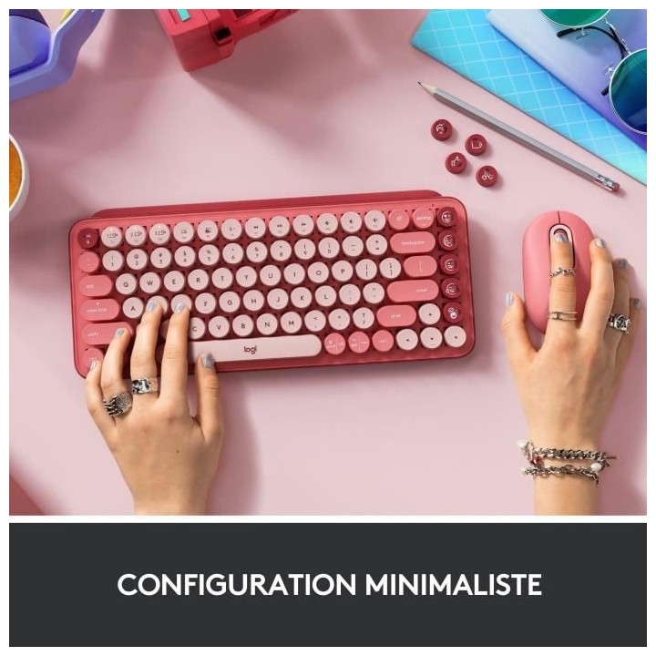 Clavier Sans Fil Logitech POP Keys Mécanique avec Touches Emoji Perso