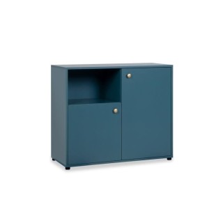 Commode- Buffet 2 portes avec niche - Bleu Pétrole - 90 x 40 x 75 cm