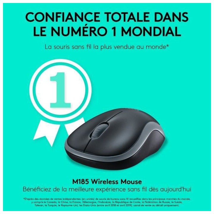 LOGITECH - Souris sans fil optique - M185 Rouge