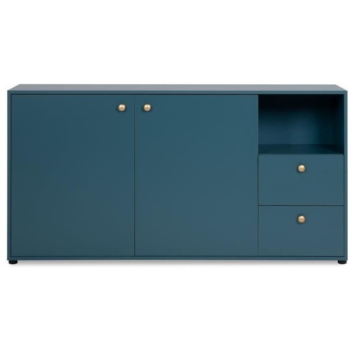 Buffet 2 portes + 2 tiroirs et niche ouverte - Bleu Pétrole - 150 x 4