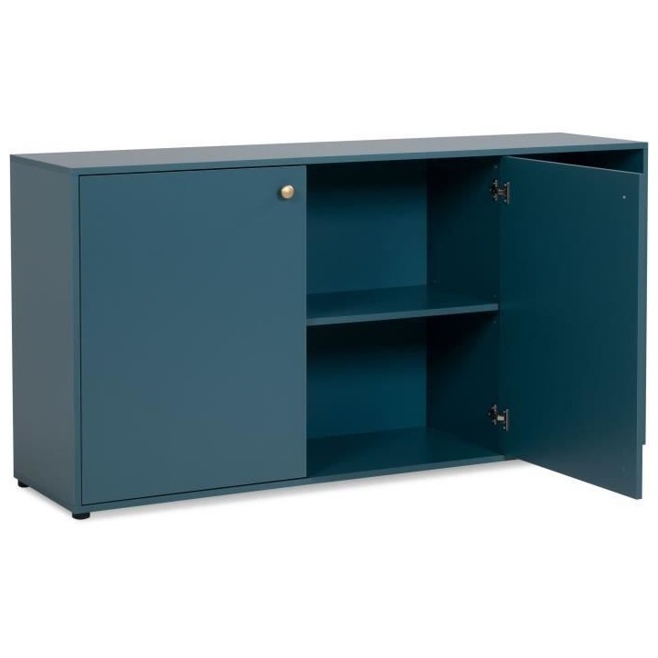 Buffet 2 portes + 2 tiroirs et niche ouverte - Bleu Pétrole - 150 x 4