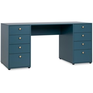 Bureau droit avec 8 tiroirs - Bleu Pétrole - 160 x 67 x 75 cm - POP C