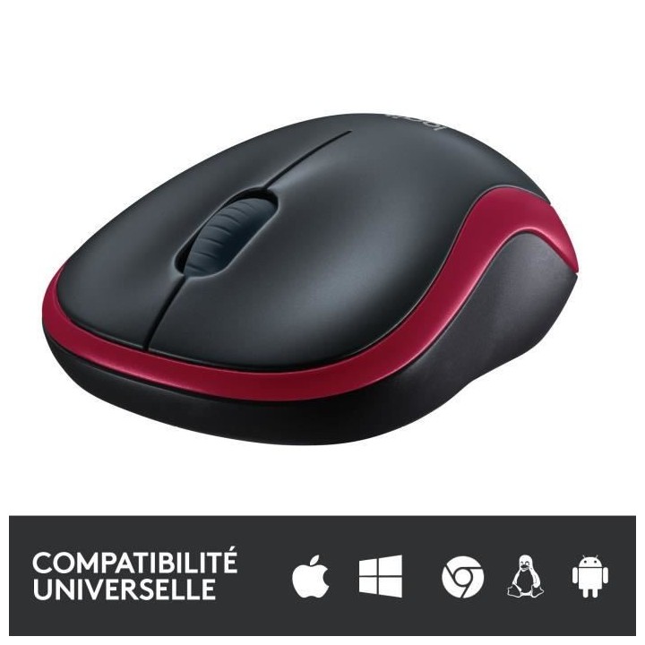 LOGITECH - Souris sans fil optique - M185 Rouge