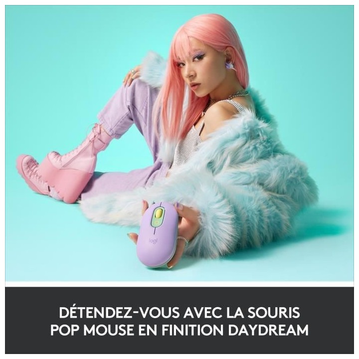 Souris Sans Fil Logitech POP Mouse avec Emojis Personnalisables, Bluet