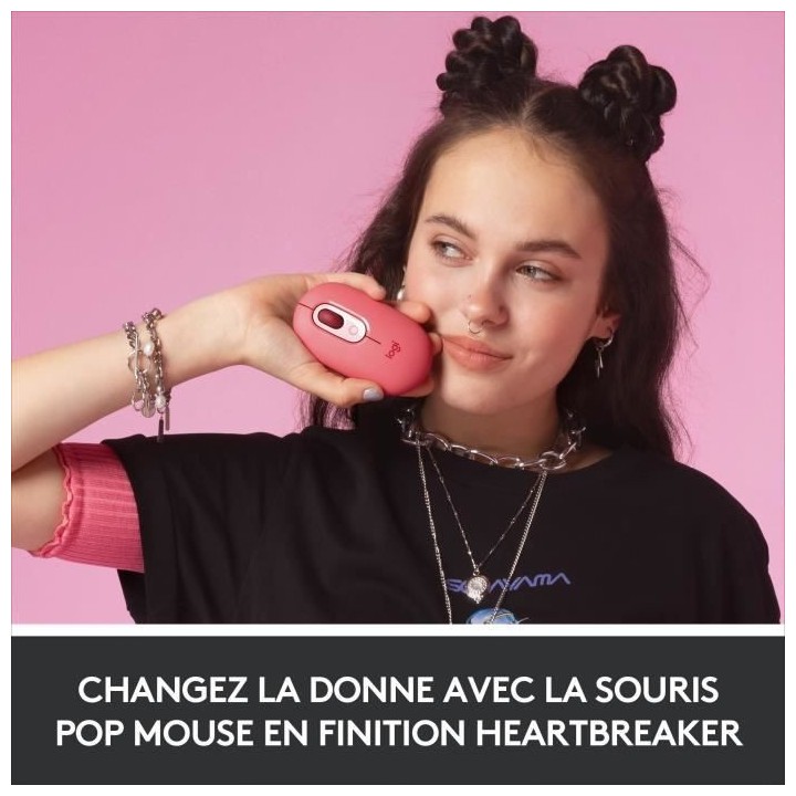 Souris Sans Fil Logitech POP Mouse avec Emojis Personnalisables, Bluet