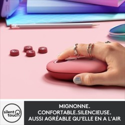 Souris Sans Fil Logitech POP Mouse avec Emojis Personnalisables, Bluetooth, USB, Multidispositifs - Rose