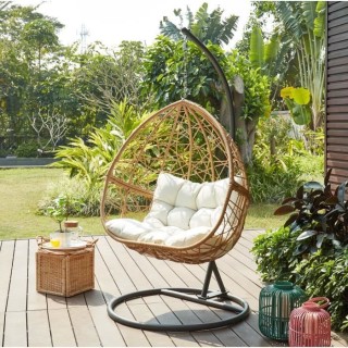 BEAU RIVAGE Fauteuil oeuf suspendu Porto - 103x205 cm - Naturel