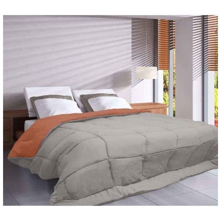 CALGARY Couette chaude Microfibre 400g/m² Galet & Gingembre 200x200cm