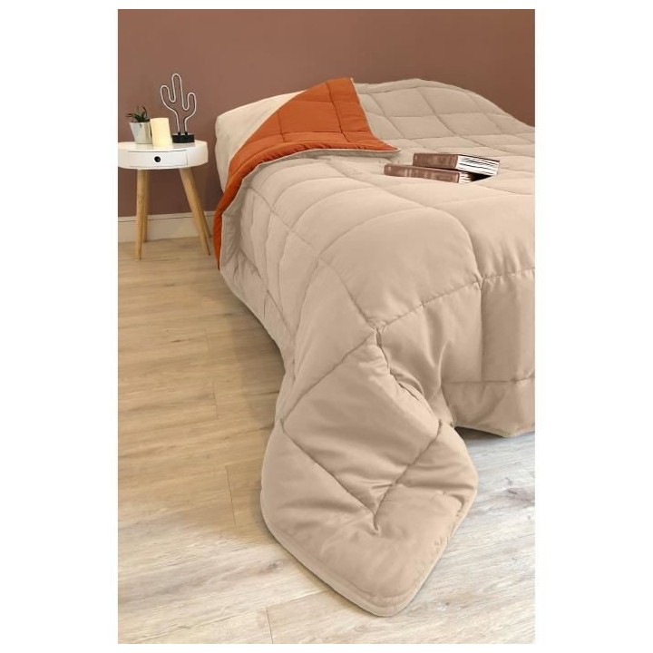 CALGARY Couette chaude Microfibre 400g/m² Galet & Gingembre 240x260cm
