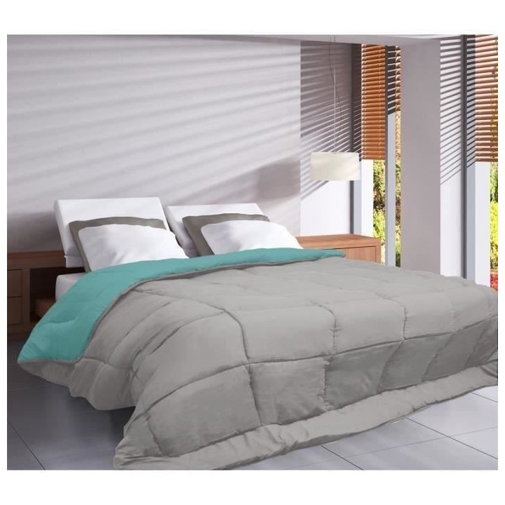 POYET MOTTE Couette Microfibre 400g/m² CALGARY - 220 x 240 cm - Gris