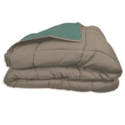 POYET MOTTE Couette Microfibre 400g/m² CALGARY - 220 x 240 cm - Gris galet et Vert lac