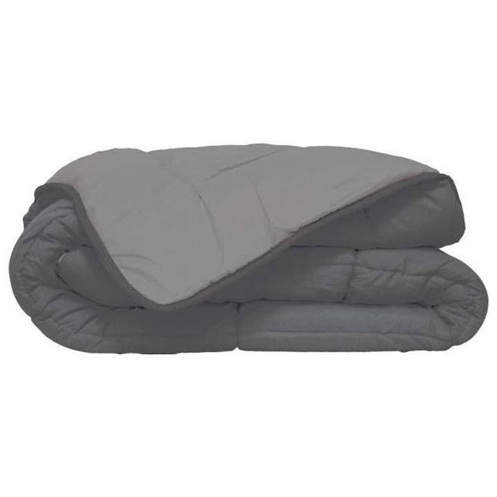 HUDSON Couette légere Microfibre 200g/m² 240x260cm Acier & Argent