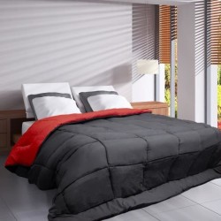 HUDSON Couette légere Microfibre 200g/m² 220x240cm Gris & Rouge