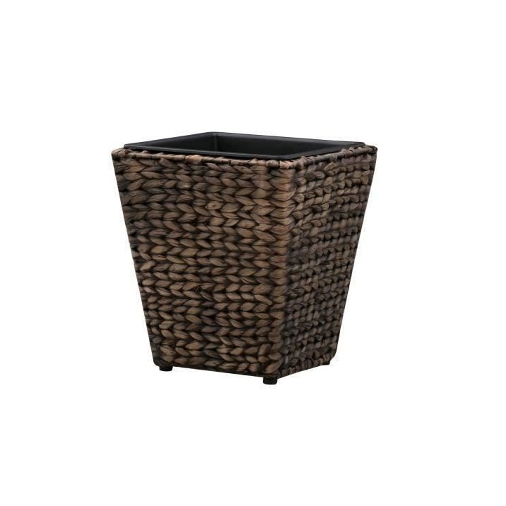 Pot de fleur carré en jacinthe d'eau tressée - 28 x 28 x 30 cm - Mar