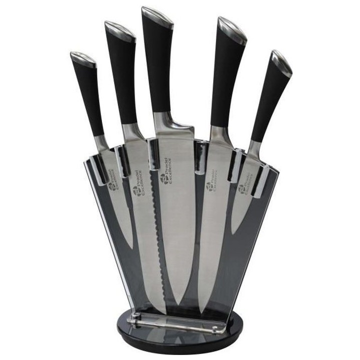 PRADEL Bloc de 5 couteaux Excellence - Lames en acier inoxydable et su