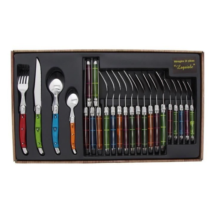 Ménagere laguiole 24 pieces -PRADEL EXCELLENCE - Manche couleur effet
