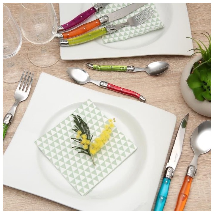 Ménagere laguiole 24 pieces -PRADEL EXCELLENCE - Manche couleur effet