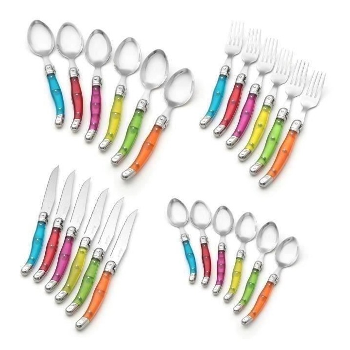 Ménagere laguiole 24 pieces -PRADEL EXCELLENCE - Manche couleur effet