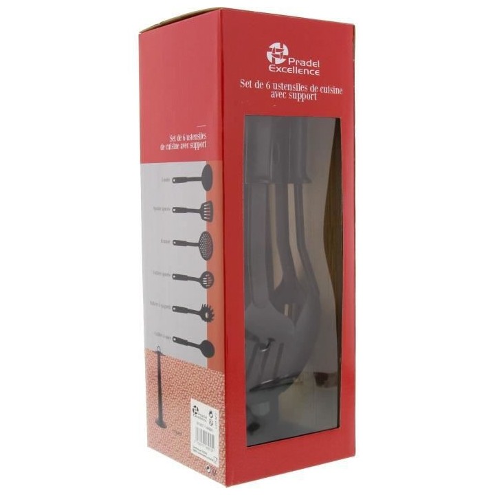 PRADEL EXCELLENCE Penderie de cuisine - 6 ustensiles - Nylon noir