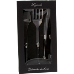 Coffret Barbecue 3 pieces, Inox et manche ABS -PRADEL EXCELLENCE - Brosse, pince et spatule ajourée.