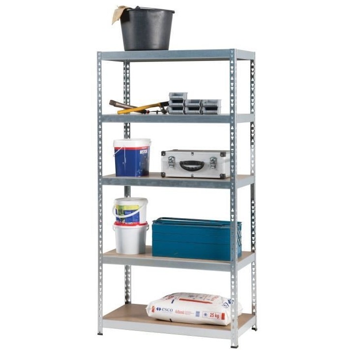PRACTO HOME Etagere de rangement bois/galva - 180x91x45cm - charge lou