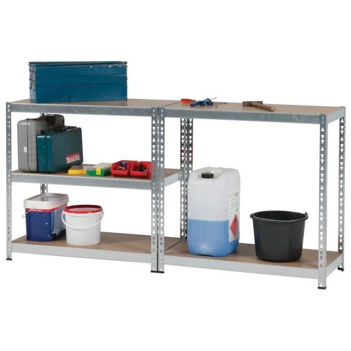 PRACTO HOME Etagere de rangement bois/galva - 180x91x45cm - charge lou