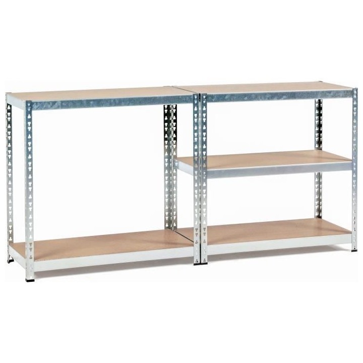 PRACTO HOME Etagere de rangement bois/galva - 180x91x45cm - charge lou