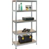 PRACTO HOME Etagere de rangement bois/galva - 180x90x40cm - charge lourde - 250kgs/tablettes