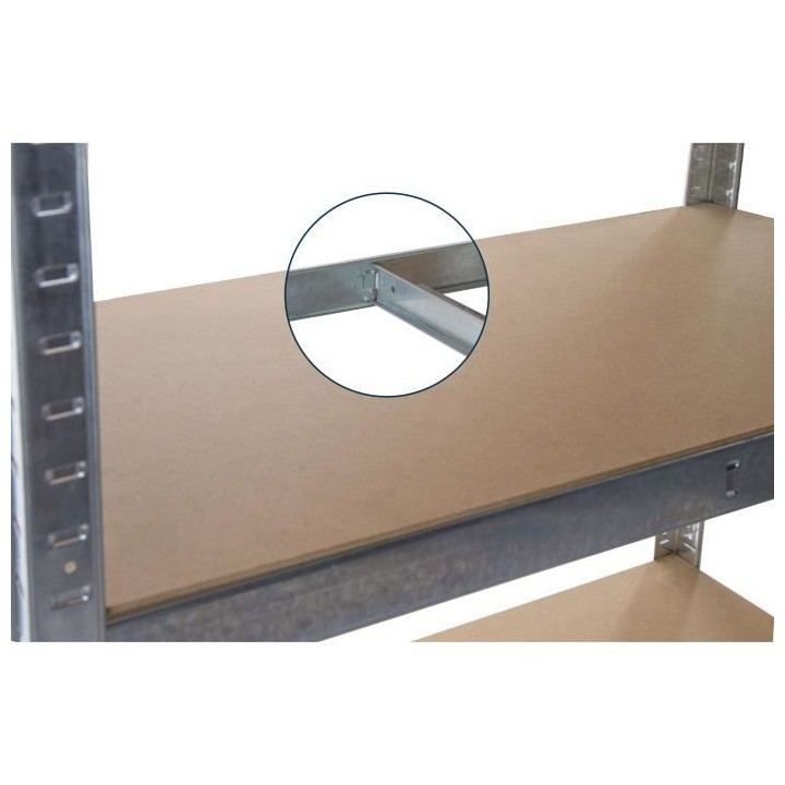 PRACTO HOME Etagere de rangement bois/galva - 180x90x40cm - charge lou