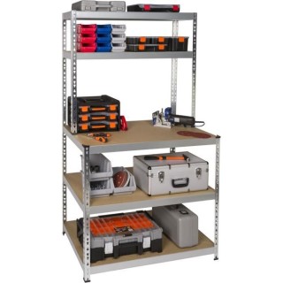 PRACTO HOME Etabli de rangement bois/galva avec établi - 180x101x30/6