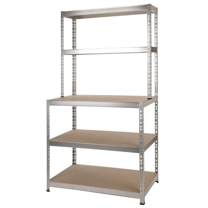 PRACTO HOME Etabli de rangement bois/galva avec établi - 180x101x30/6