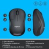 LOGITECH Souris Silencieuse M220 Silent - Sans Fil - Gris/Noir