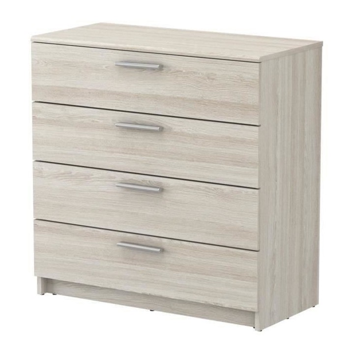 Ensemble Pricy - Lit 140x190/200 + 2 chevets + 1 commode 4 tiroirs - D