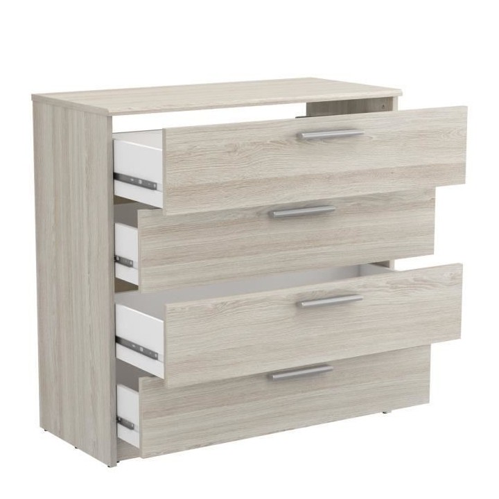 Ensemble Pricy - Lit 140x190/200 + 2 chevets + 1 commode 4 tiroirs - D