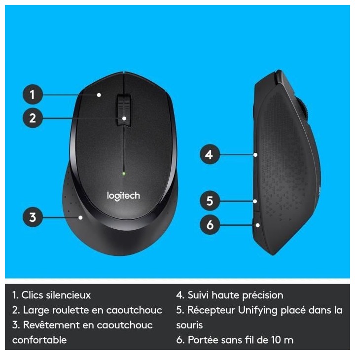 LOGITECH - Souris silencieuse sans fil M330 Silent Plus - Noir
